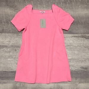 See and be Seen NEW Textured Mini Dress Women M Puff Sleeve Relaxed Fit Pockets